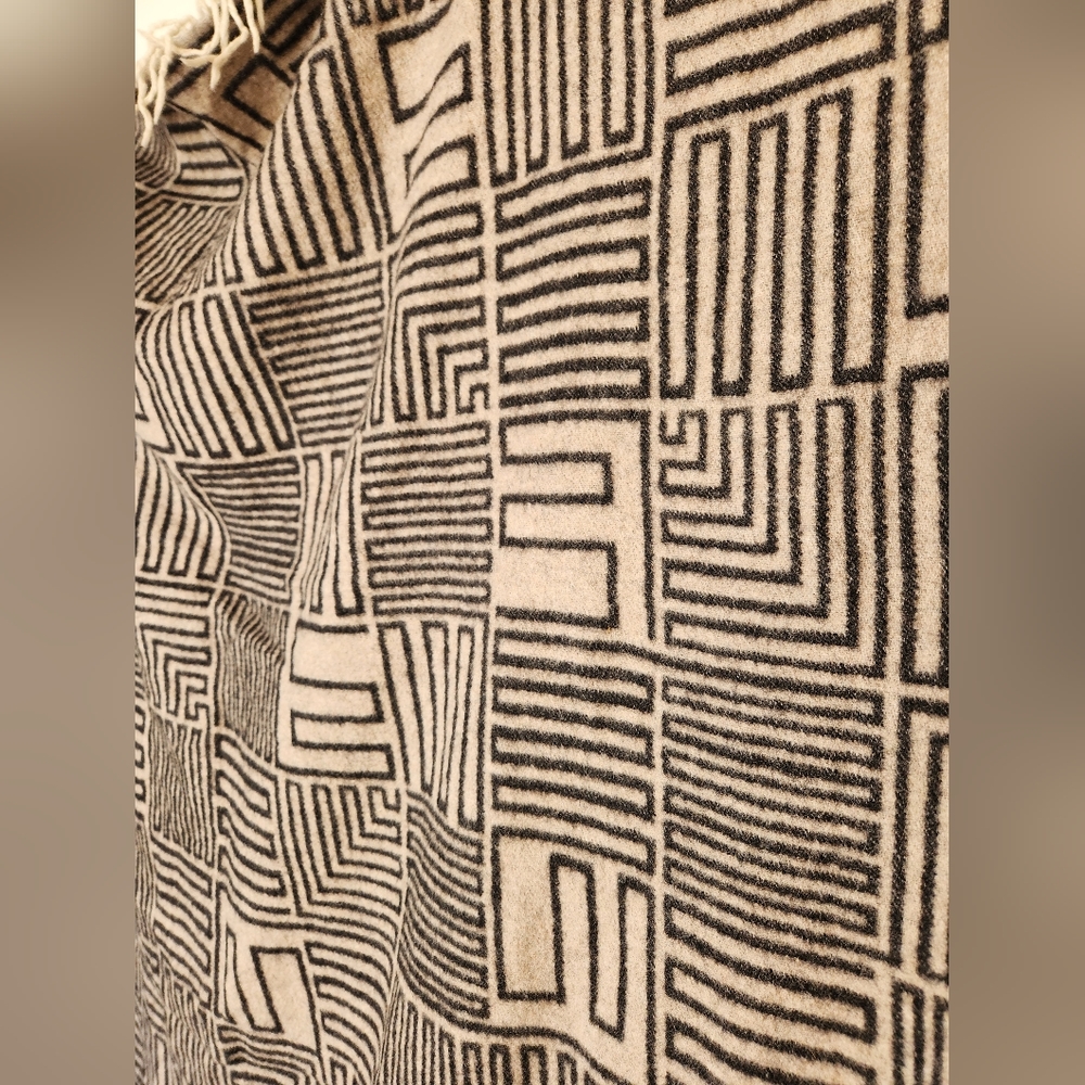 FRAME Brand Virgin Wool + Cashmere Blanket Throw Fringed Soft Designer Italy - Picture 10 of 12